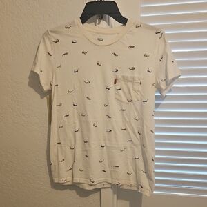 Levi's White Short Sleeve Tee with Bird Print